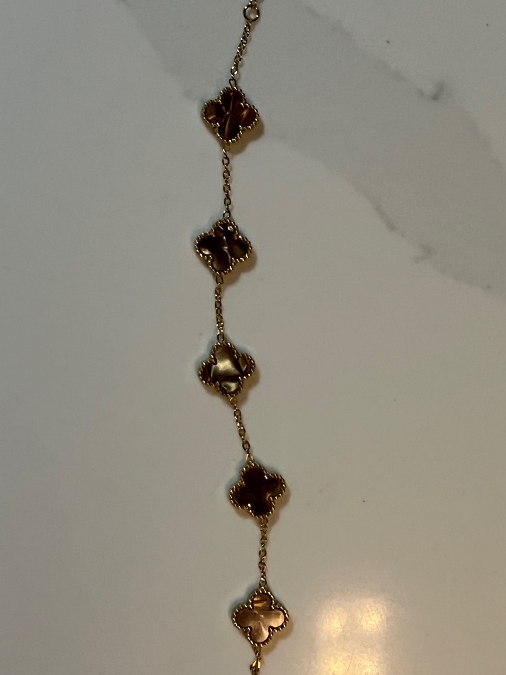 Tiger Eye Clover Bracelet 14k Gold Plated over Sterling Silver